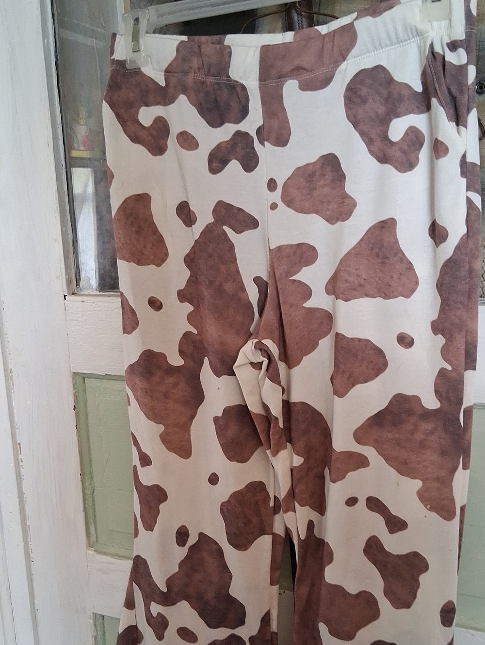 Cream & Brown Cow Spot Wide-Leg Women’s Pants